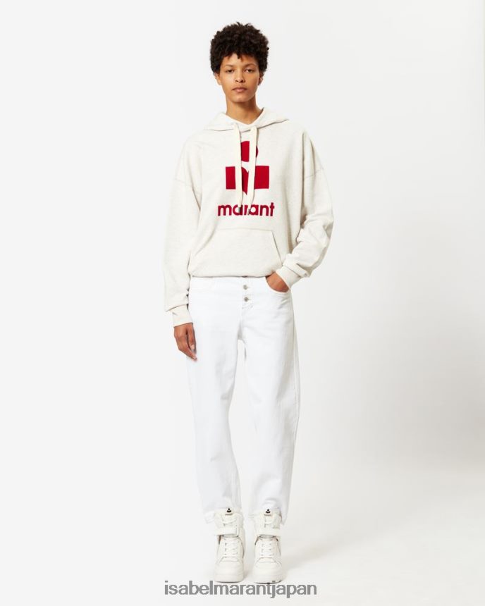 衣類 jp Isabel Marant 女性 マンセル オーバーサイズ フード付きスウェットシャツ エクリュ/レッド PRT240392
