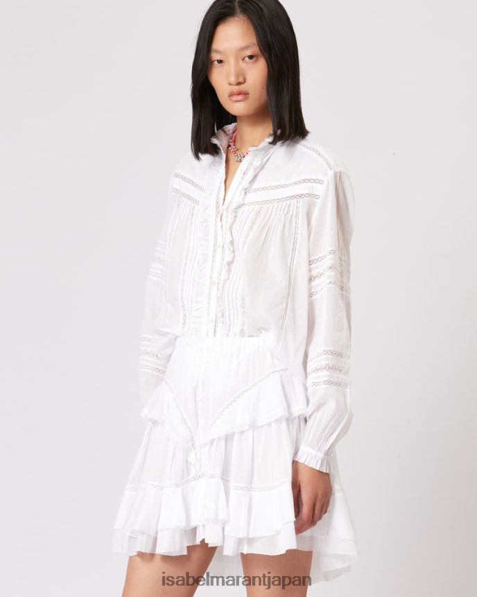 衣類 jp Isabel Marant 女性 メティナ コットンボイルトップ 白 PRT240480