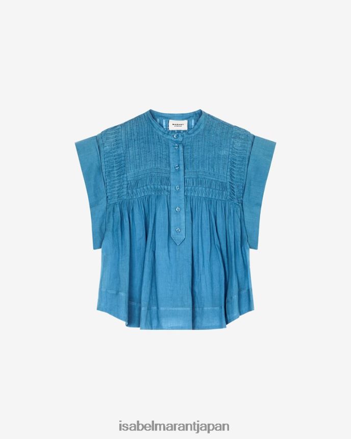 衣類 jp Isabel Marant 女性 リーザコットンボイルトップ 紺碧 PRT240504