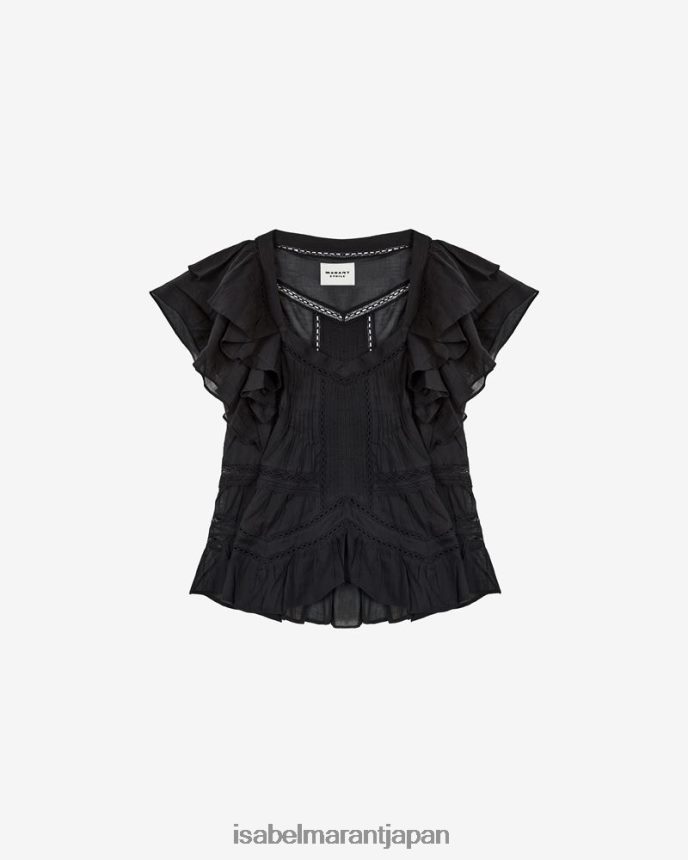 衣類 jp Isabel Marant 女性 マドラナ コットンボイルトップ 黒 PRT240508