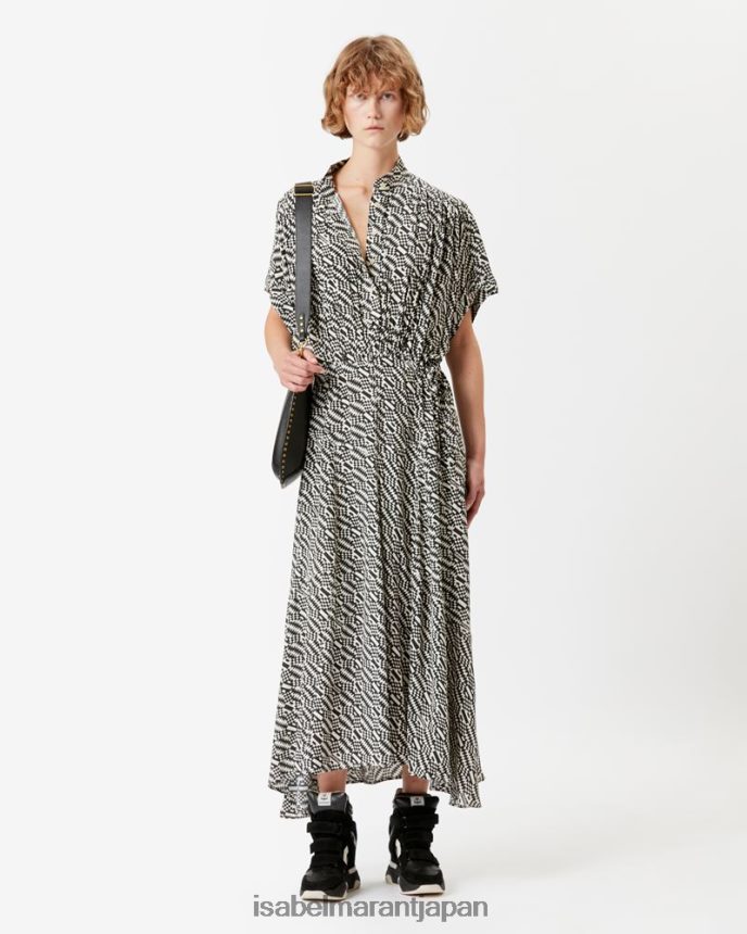 衣類 jp Isabel Marant 女性 アンスリーモノグラムドレス エクリュ/ブラック PRT240601