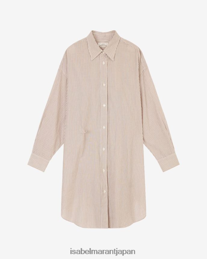 衣類 jp Isabel Marant 女性 ストライプミディシャツドレス 黄土 PRT240614