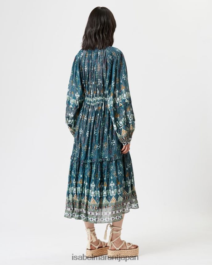 衣類 jp Isabel Marant 女性 フラテラ コットンとルレックスのドレス ティール PRT240644