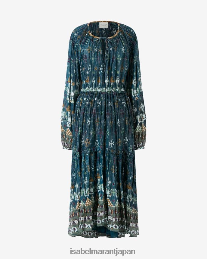 衣類 jp Isabel Marant 女性 フラテラ コットンとルレックスのドレス ティール PRT240644
