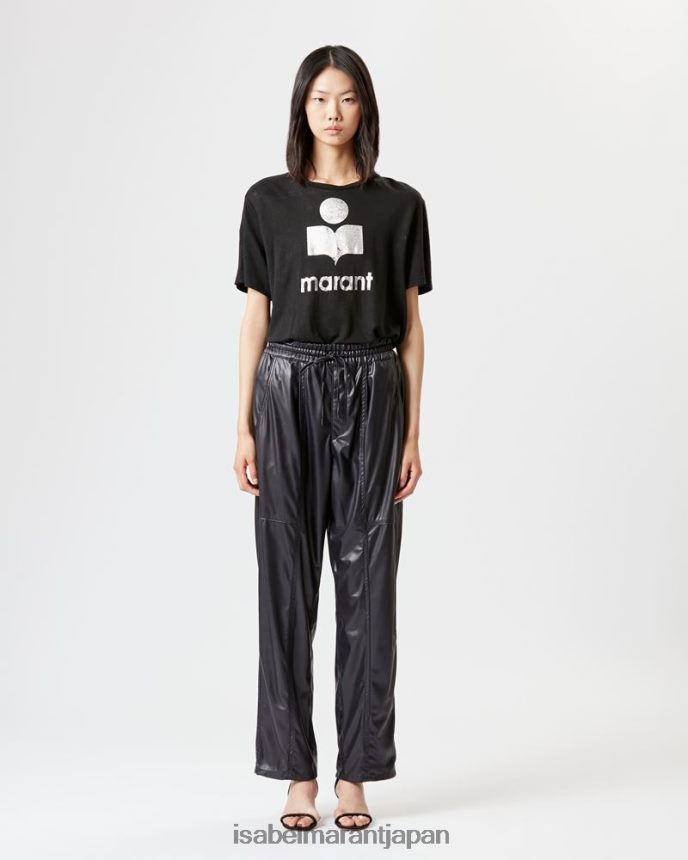 衣類 jp Isabel Marant 女性 ブリーナフェイクレザーパンツ ブラックミッドナイト PRT240678
