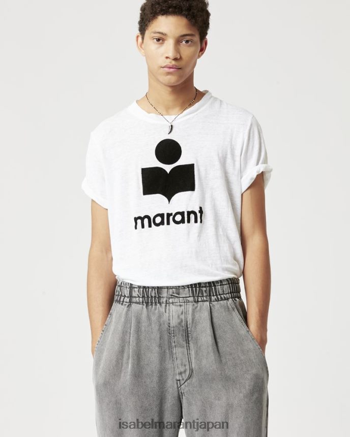 衣類 jp Isabel Marant 男性 カルマン リネン ロゴ Tシャツ 白 PRT2401289