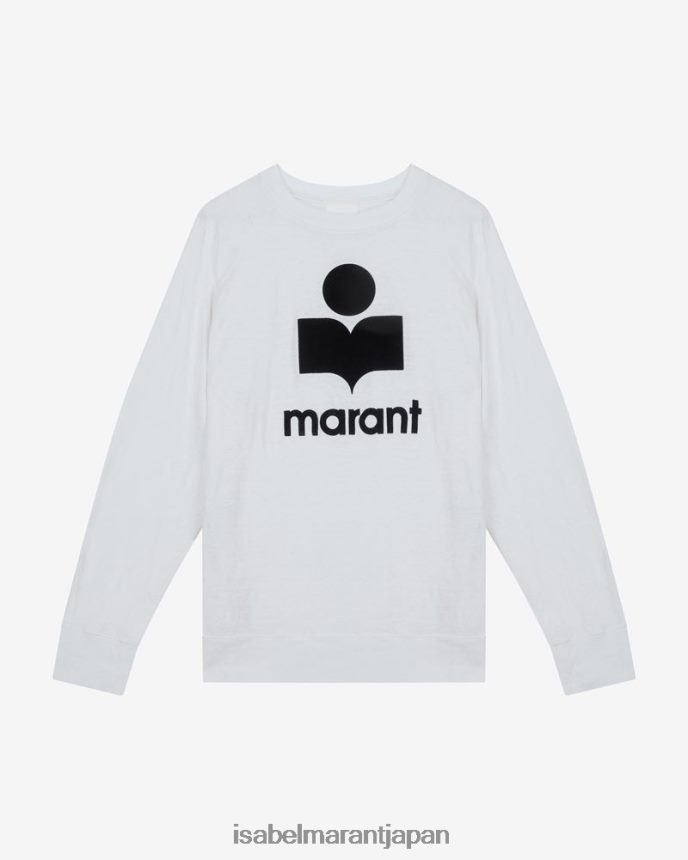 衣類 jp Isabel Marant 男性 キーファー ロングスリーブ ロゴ Tシャツ 白 PRT2401290