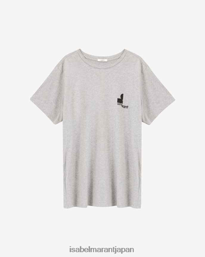 衣類 jp Isabel Marant 男性 ザファー コットン ロゴ Tシャツ ライトグレー PRT2401300
