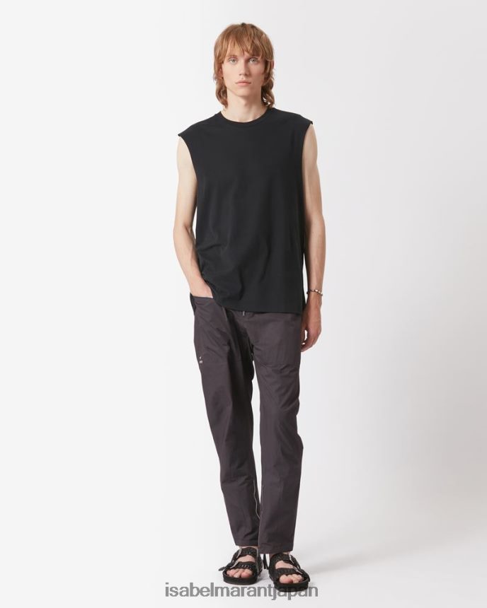 衣類 jp Isabel Marant 男性 イヴァン「マラン」コットンTシャツ 黒 PRT2401302