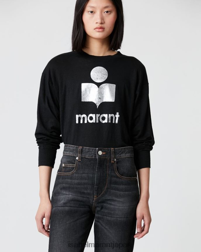 衣類 jp Isabel Marant 女性 クロウィアリネンTシャツ 黒 PRT240433
