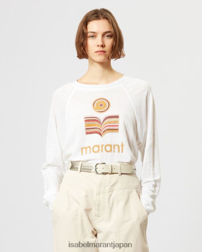 衣類 jp Isabel Marant 女性 キーファーフリネンTシャツ チョーク PRT240437