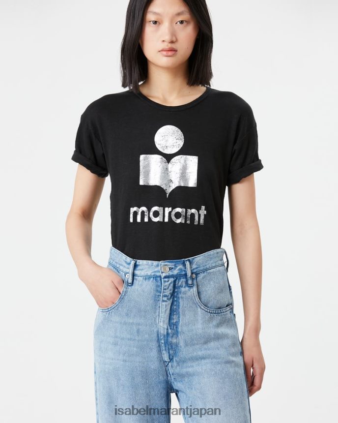 衣類 jp Isabel Marant 女性 koldi リネン ロゴ T シャツ 黒 PRT240430